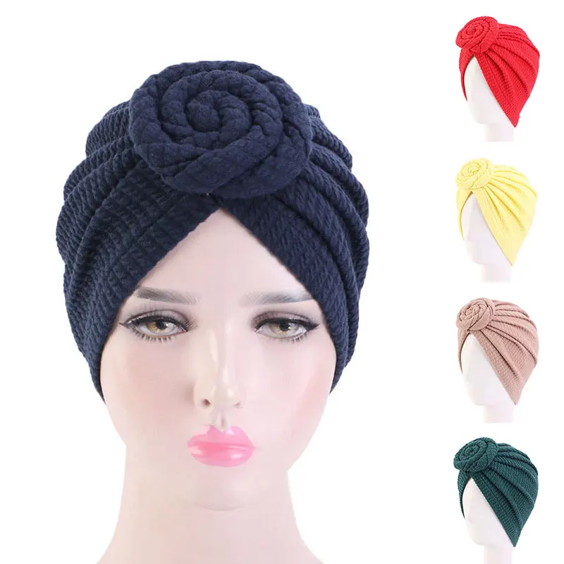 

Solid New Knotted Turban Hat for Women Twist Knot India Hat Ladies Chemo Cap Fashion Headbands Women Hair Accessories