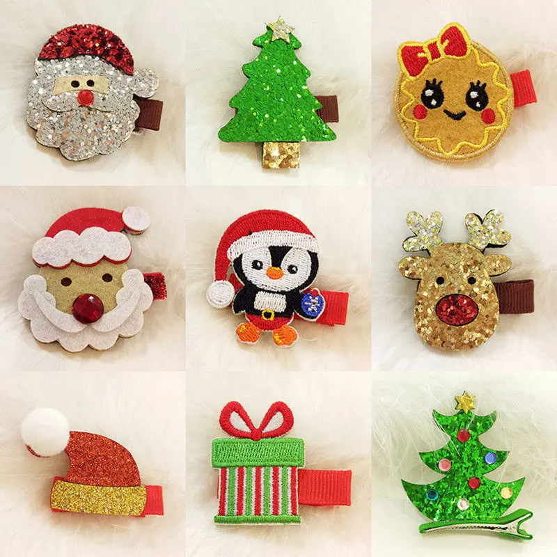 Заколки для волос девочек в рождественском стиле с Санта-Клаусом рождественские