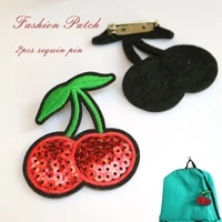 2pcslot cherry embroidery patches for clothing embroidered sequin pin patch for clothes applique parches