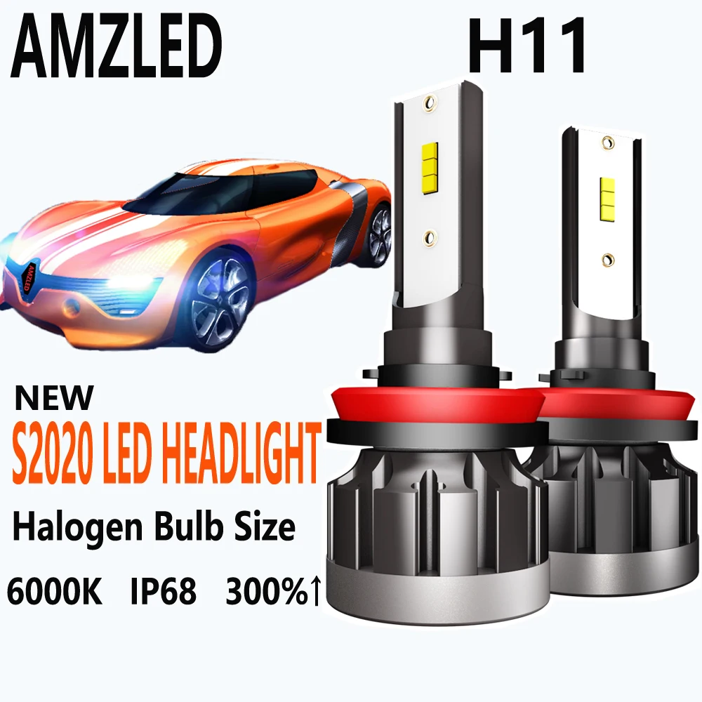AMZLED H11 H8 H9 СВЕТОДИОДНЫЕ лампы для автомобильных фар 12000lm в комплекте 6000K 72W белые