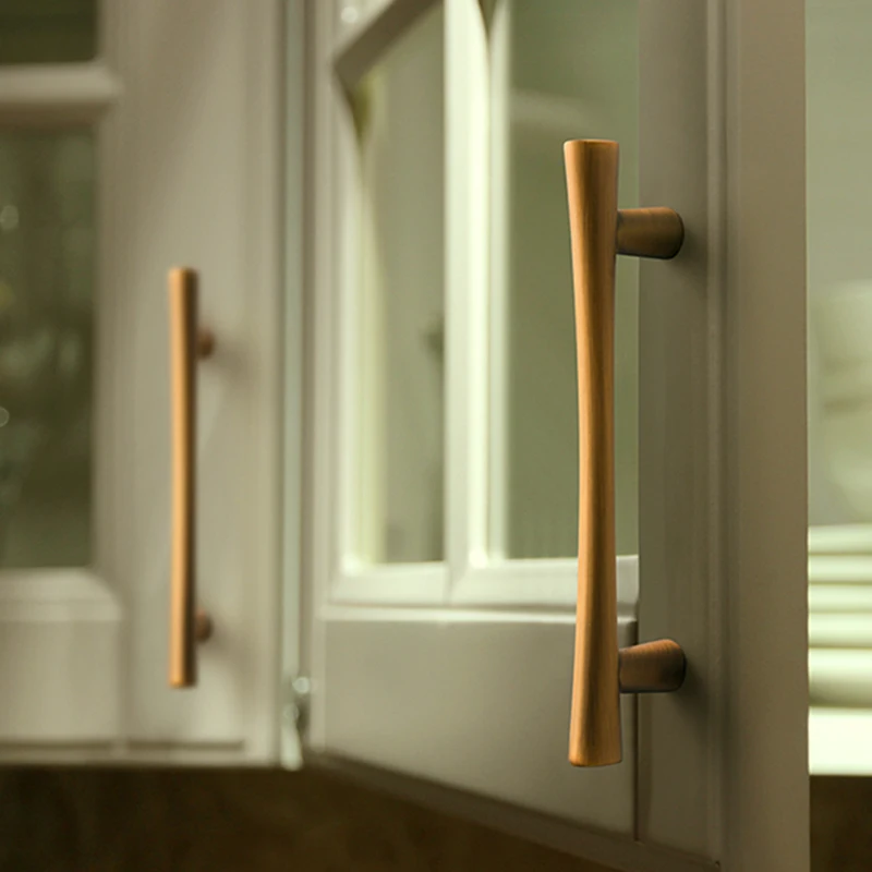 Желтая бронзовая фурнитура из цинкового сплава ручки для кухонного шкафа модная