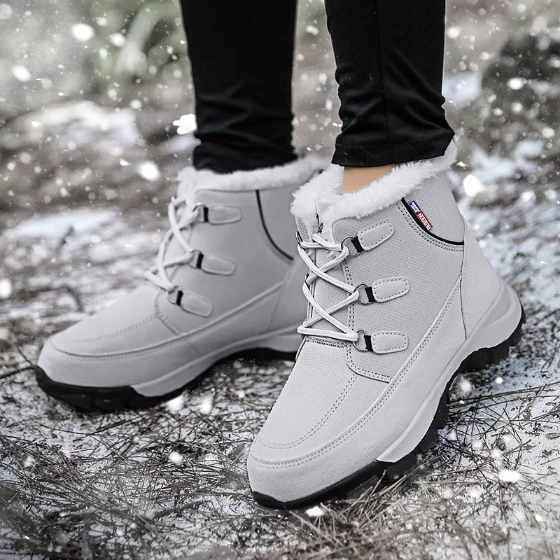 

High Top Women's Winter Sports Shoes Waterproof Snow Boots Cashmere Warm Hiking Shoes Trekking Trail Walking Women Sneakers