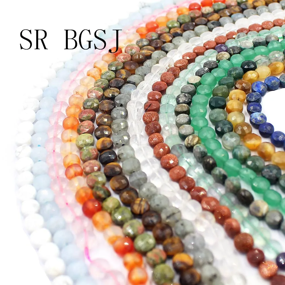 Бесплатная доставка 6 мм виды драгоценных камней граненая монета Ассорти