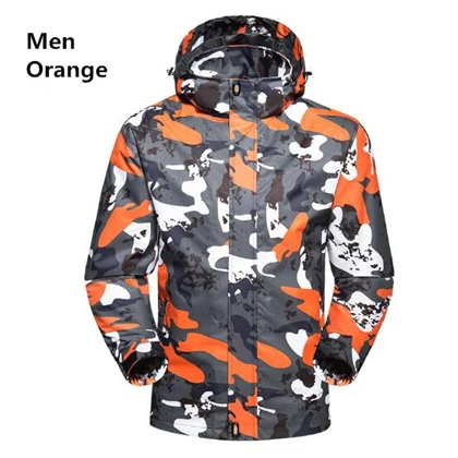 Men Orange Уличная Мужская походная куртка для прогулок, охотничья куртка с капюшоном, камуфляжная верхняя одежда, Весенняя Спортивная дождевик, альпинистская Треккинговая ветровка - Цвет: Men Orange
