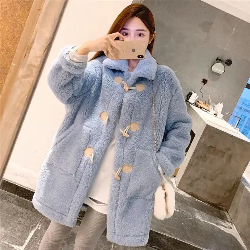 

Women Lamb Wool Faux Fur Coat Autumn Winter Thick Warm Soft Parka Jacket Overcoat Casual Outerwear New Fashion Q72