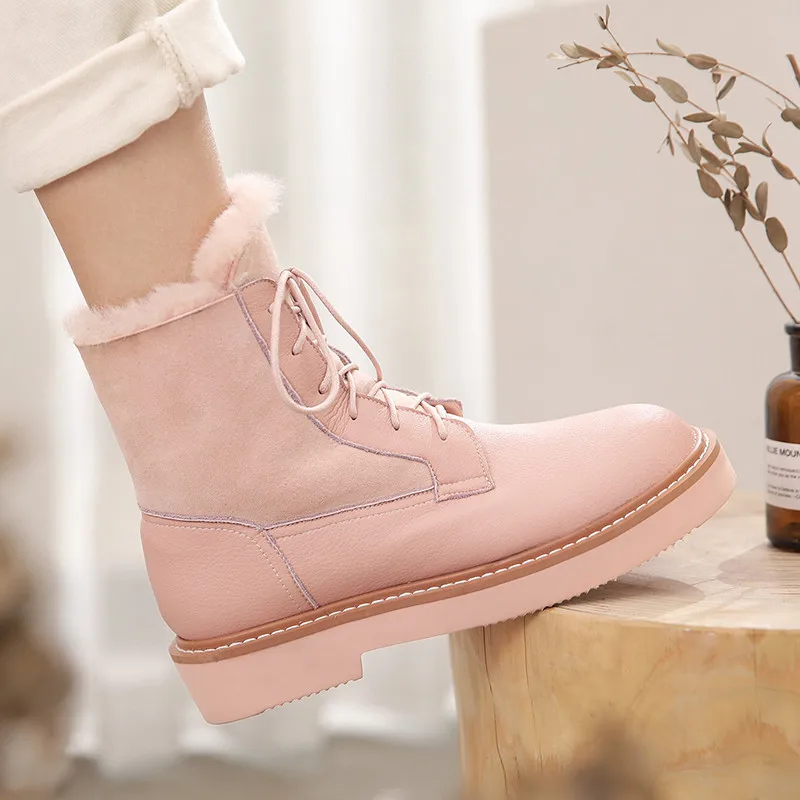 

Asumer 2021 Hot Sale Genuine Leather Shoes Women Snow Boots Zip Square Heel Casual Shoes Thick Fur Winter Ankle Boots Women