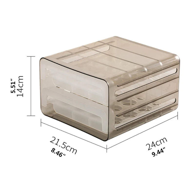 

900A Egg Storage Box 32 Compartment Refrigerator Rack Double Drawer Kitchen Organizer