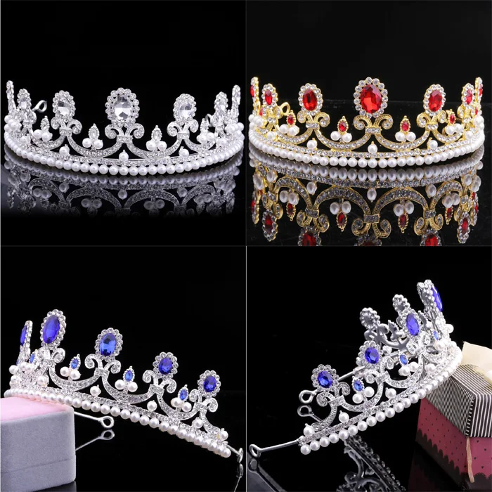 Женские свадебные диадемы для волос украшения с золотым кристаллом жемчугом и