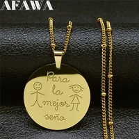 2022 seno stainless steel charm necklaces gold color spanish preschool teacher pendant necklace women jewelry collier n2260s05