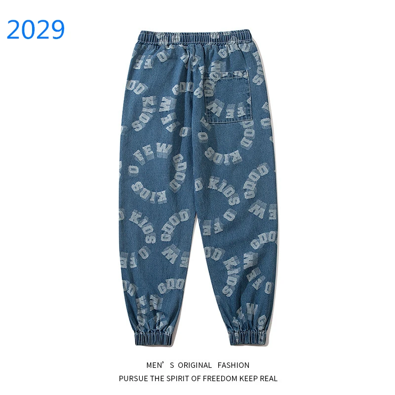 Модные мужские винтажные потертые джинсы в стиле хип-хоп с принтом смайлика