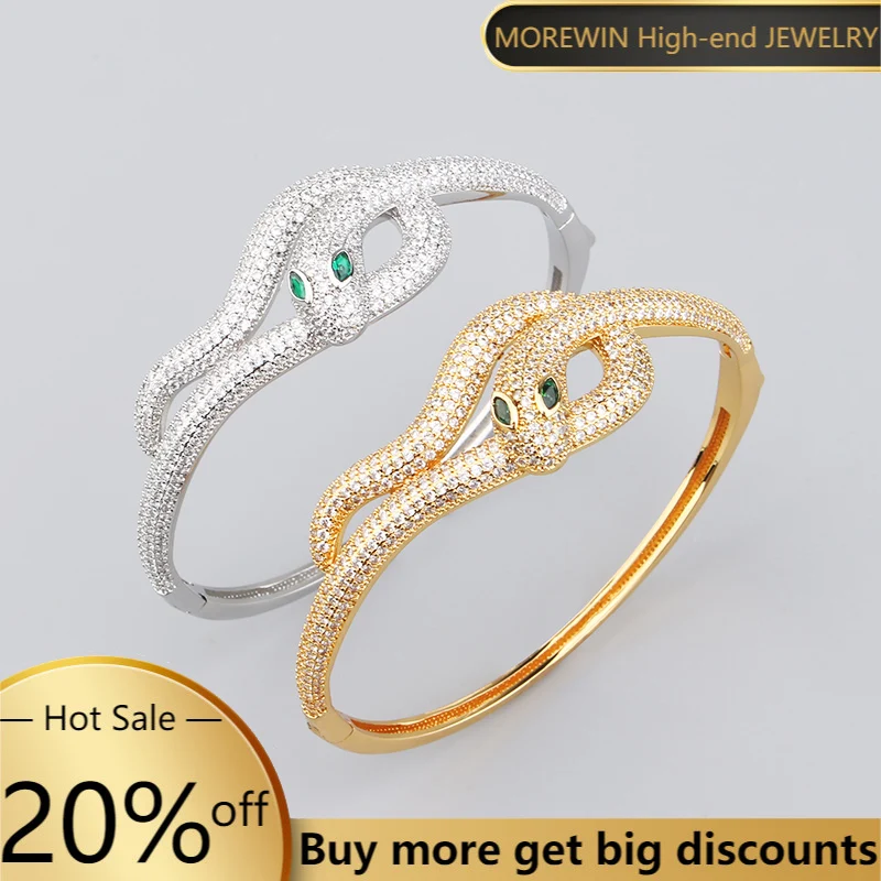 

European And American Classic Fashion Green Eye Snake-shaped Bangle Bracelet Animal Simple Bracelet Men And Women Luxury Jewelry