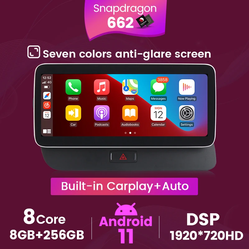 

Qualcomm 662 Android 11 4G SIM WIFI GSP Navigation For Audi Q5 2009-2017 Car Radio Multimedia player autoradio 8-Core 8+256G DSP