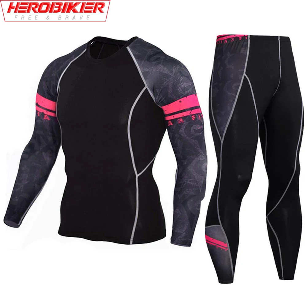 

Sports Tight Base Layer Suit Men's Workout Set Compression Set Motorcycle Motocross Offroad Suit Quick Dry Moisture-Wicking