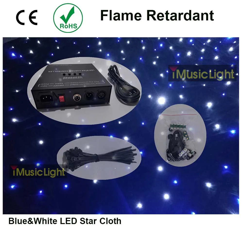 СВЕТОДИОДНЫЙ занавес в высоту 2 3 м ширину 9 5 синий + белый Звездный рисунок для