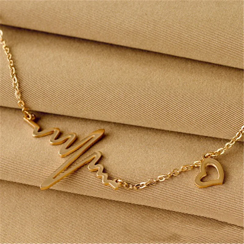 Ожерелья с электрокардиограммой цепочка для сердцебиения ожерелье волнистыми