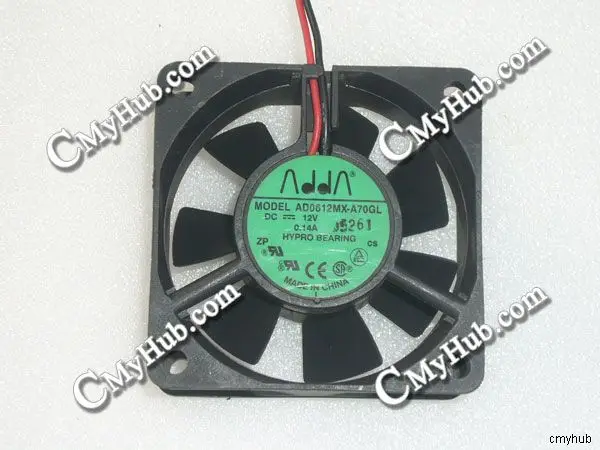 

For ADDA AD0612MX-A70GL DC12V 0.14A 6025 6CM 60mm 60x60x25mm 2Pin Cooling Fan