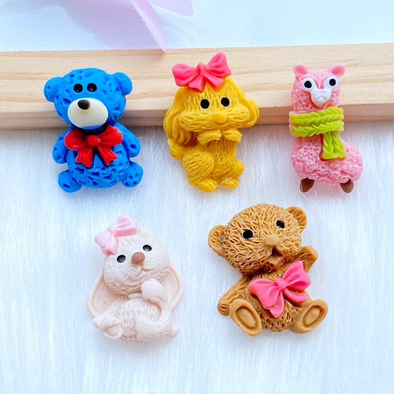 

10Pcs New Cute Cartoon Mini Animal Resin Figurine Crafts Flatback Cabochon Ornament Jewelry Making Hairwear Accessories