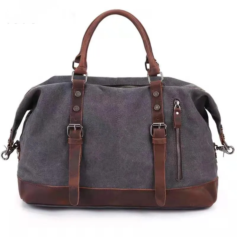 Meipitila vintage men's cowhide canvas bag men's hand travel bag functional diagonal duffel bag New Y-012