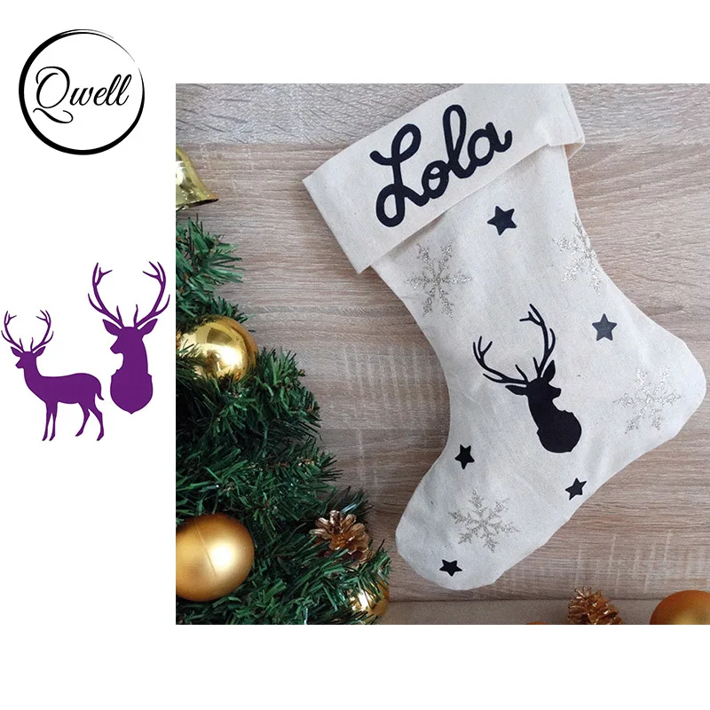 QWELL рождественские олени металлические режущие штампы для скрапбукинга и