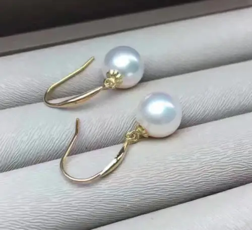 

natural 10-11MM round south sea pearl earrings 14K GOLD