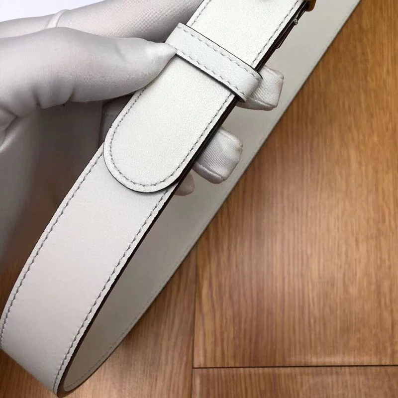 

real Leather white belt