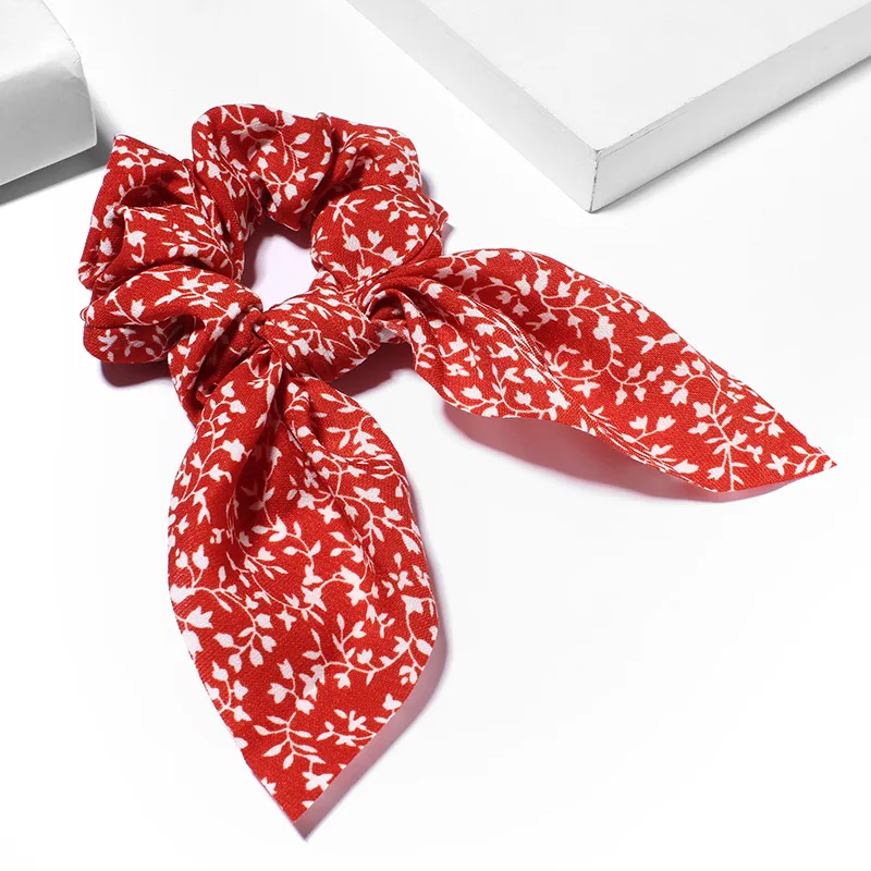 

New Leopard Polka Dot Print Streamer Hairband Square Scarf Elastic Hair Rope Woman Hair Ties Ponytail holder Hair Accessories