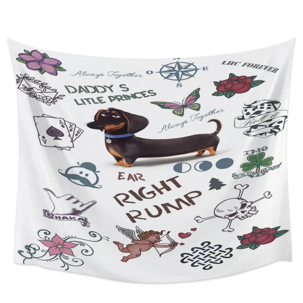 Цветок таксы Любовь Покер компас настенный Декор стены Искусство гобелен