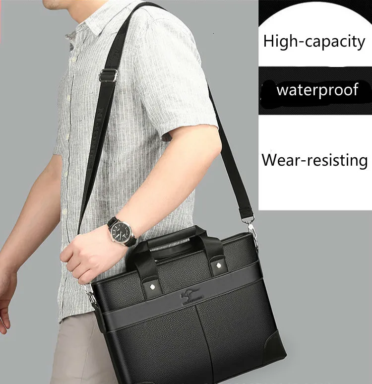 2021 Brand Business Men's Briefcase High Quality Totes Leather Men Laptop Handbags Messenger Bags for Male