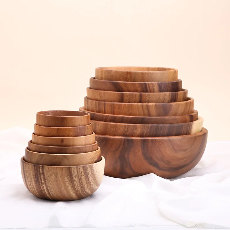 Акации woodensoup чаша Фрукты Деревянный ящик бытовых швейных Кухня столовые приборы