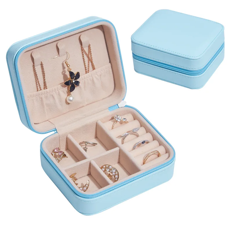 

Portable Travel Jewelry Storage Box Jewelry PU Leather Organizer Display Bracelet Ornament Ear Stud Necklace Ring Box Women Gift