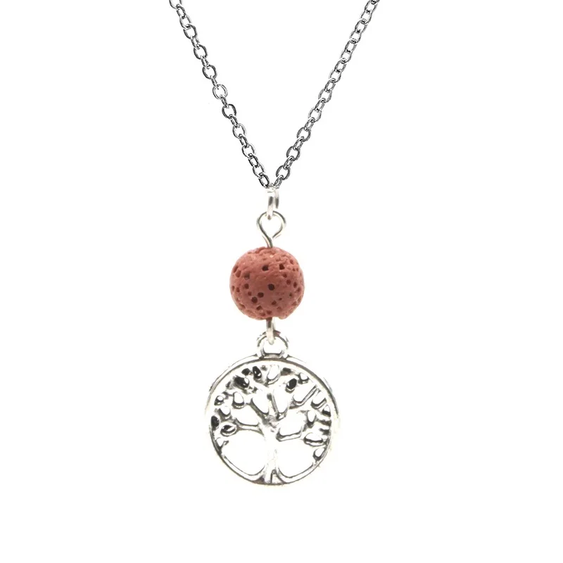 Подвеска с изображением дерева жизни 8 мм черный лавовый камень Ароматический