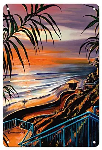 

Surfer at Sunset - from an Original Color Painting by Wade Koniakowsky - Metal Tin Sign