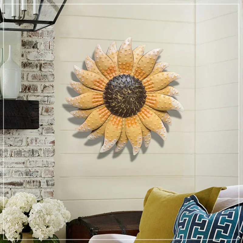

Nordic Iron Sunflower Wall Hanging Living Room Sofa Porch Idyllic Simple Wall Family Decoration Simulation Flower Pendant