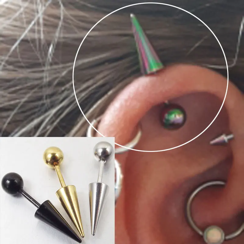 Серьги штанги мужские из нержавеющей стали с круглыми шипами ювелирные изделия