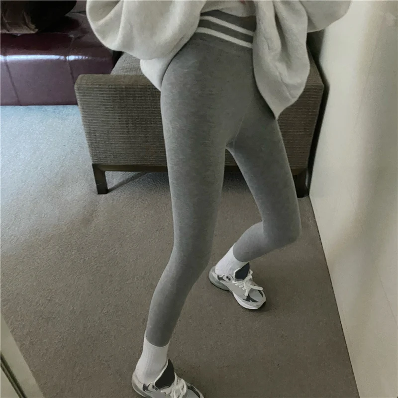 

Thickened Leggings Women Sports Yoga Tight Thin Fall 2021 High Rise Abdomen External Wear Sexy Stripe Long Barbie Pants
