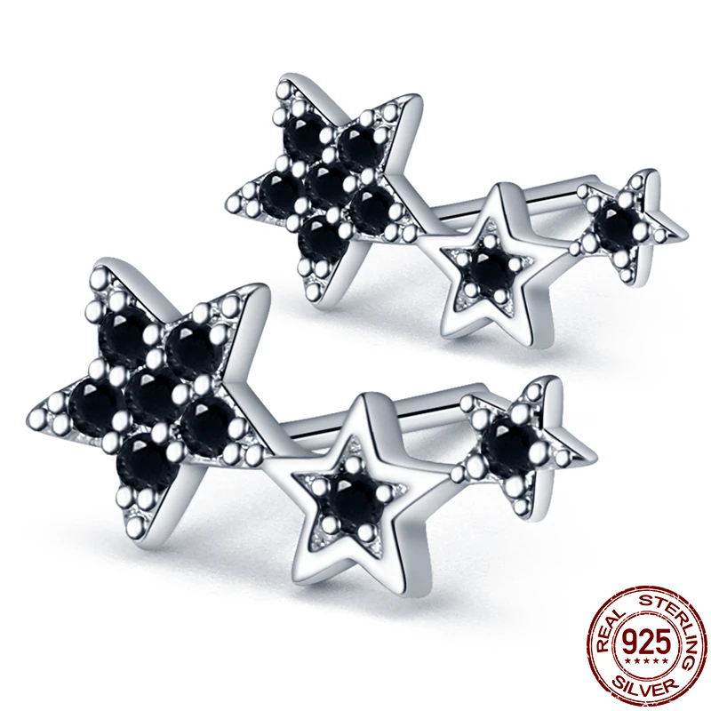 

Hot Sale100% 925 Sterling Silver 2021 New Black Five-Pointed Star Ear StudsCan Be Used As Beautiful Birthday Gift For Women