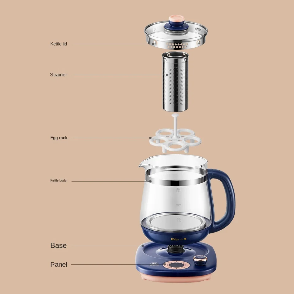 1.5L Electric Kettle Coffee Tea Maker Black Pu ɾr Glass Automatic Steam Spray Teapot Health Pot 1000W | Бытовая техника