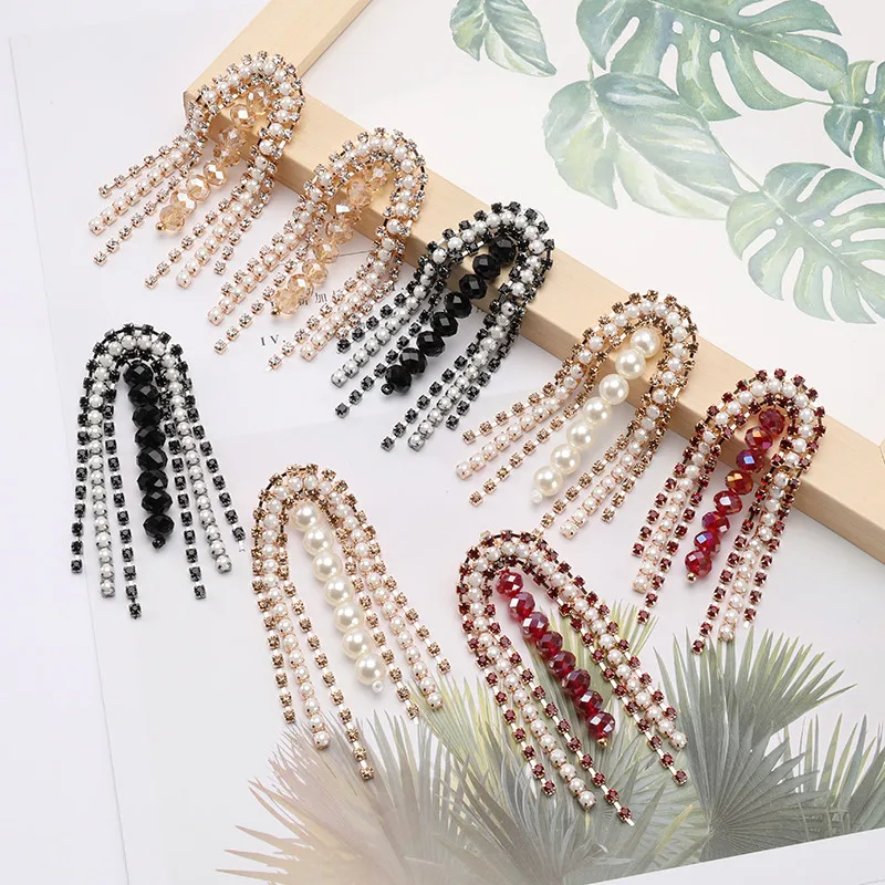 Модные корейские Роскошные блестящие Висячие серьги Стразы с кисточками женские