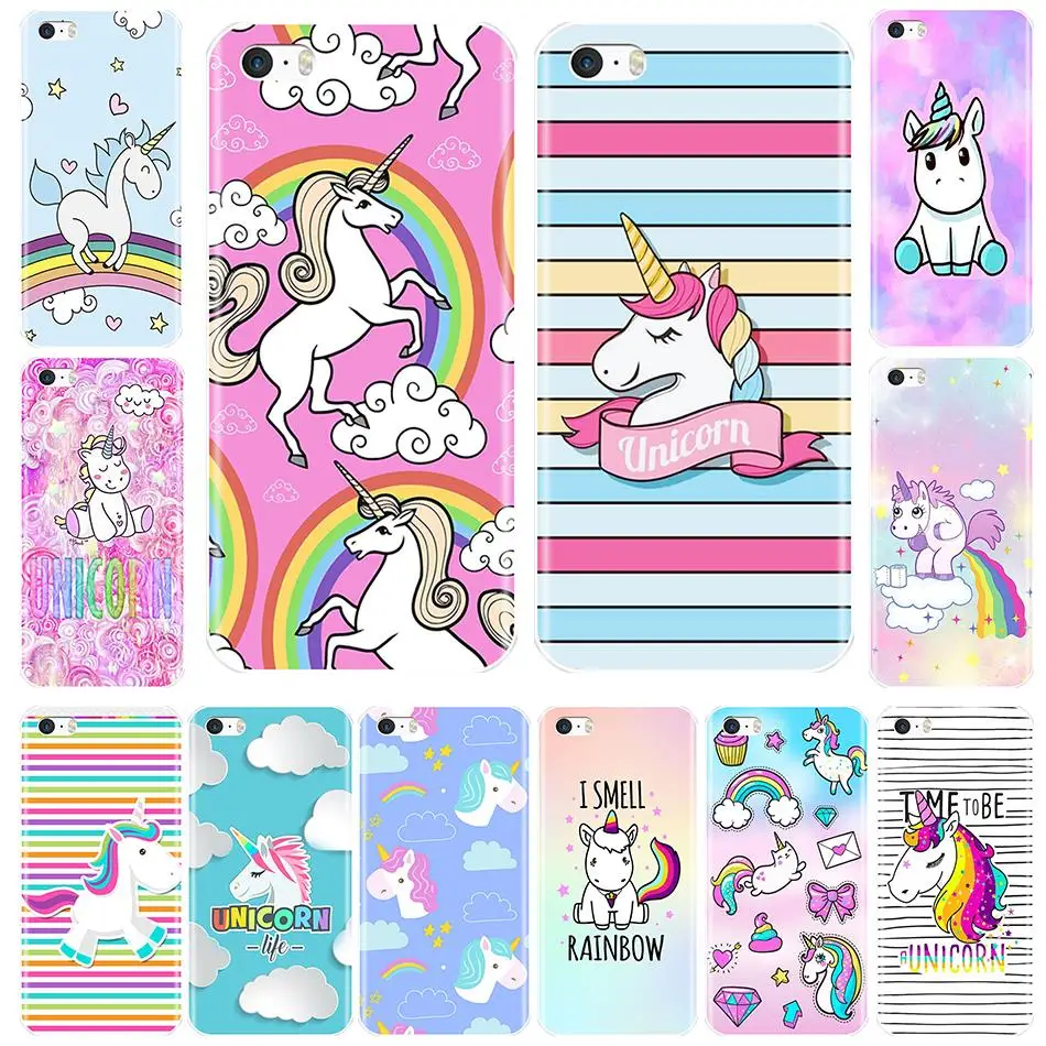 

Soft TPU Case For iPhone 5 S 5C 5S SE Case Cute Rainbow Unicorn Silicone Phone Cases For iPhone 4 S 4S Cover