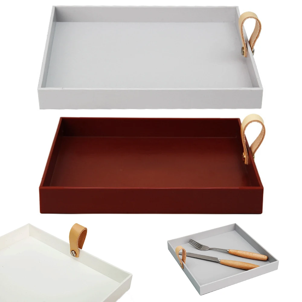 

Квадратный поднос для хранения в скандинавском стиле из искусственной кожи, простой столик для хранения косметики в гостиной, крыльца, для ...