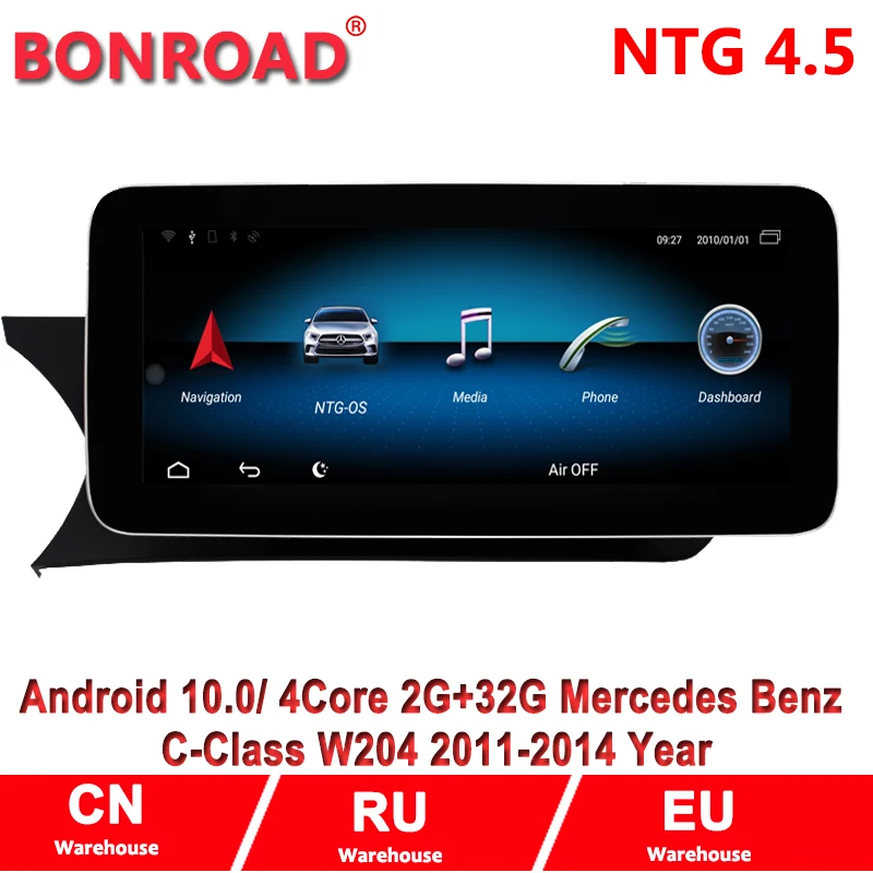 

Bonroad 10.25" Android 10.0 System Car Radio IPS Touch Screen for Benz C-Class W204 S204 2011 2012 2013 NTG 4.5 with BT GPS Navi