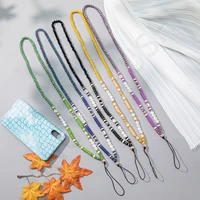 fashion bohemian acrylic color crystal beaded love letter long chain womens mobile phone anti lost lanyard jewelry accessories