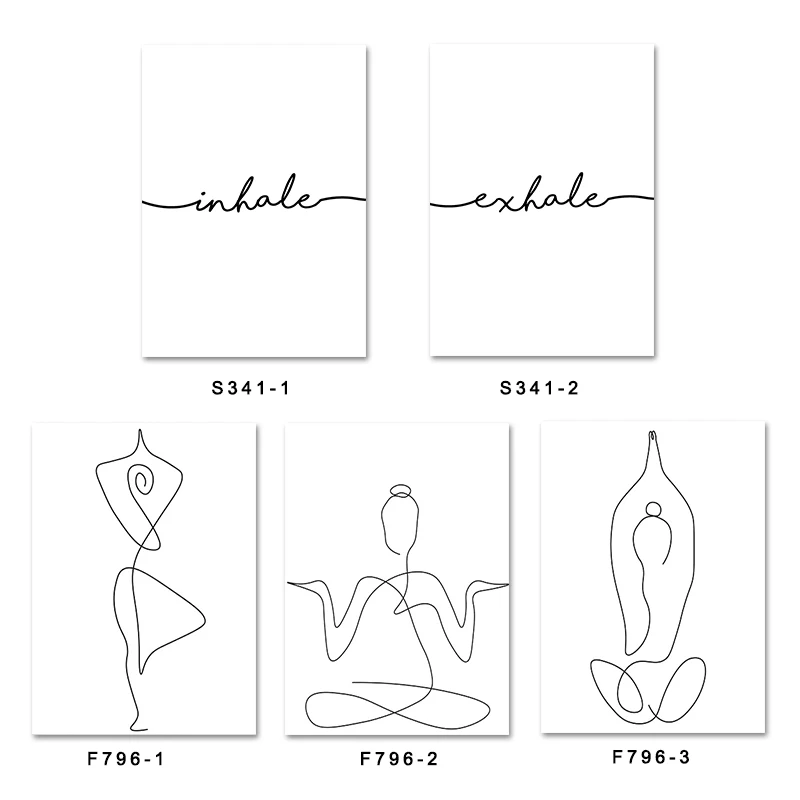 

Minimalist Yoga Women Line Painting Poster Modern Abstract Canvas Painting Nordic Wall Art Pictures for Living Room Decor
