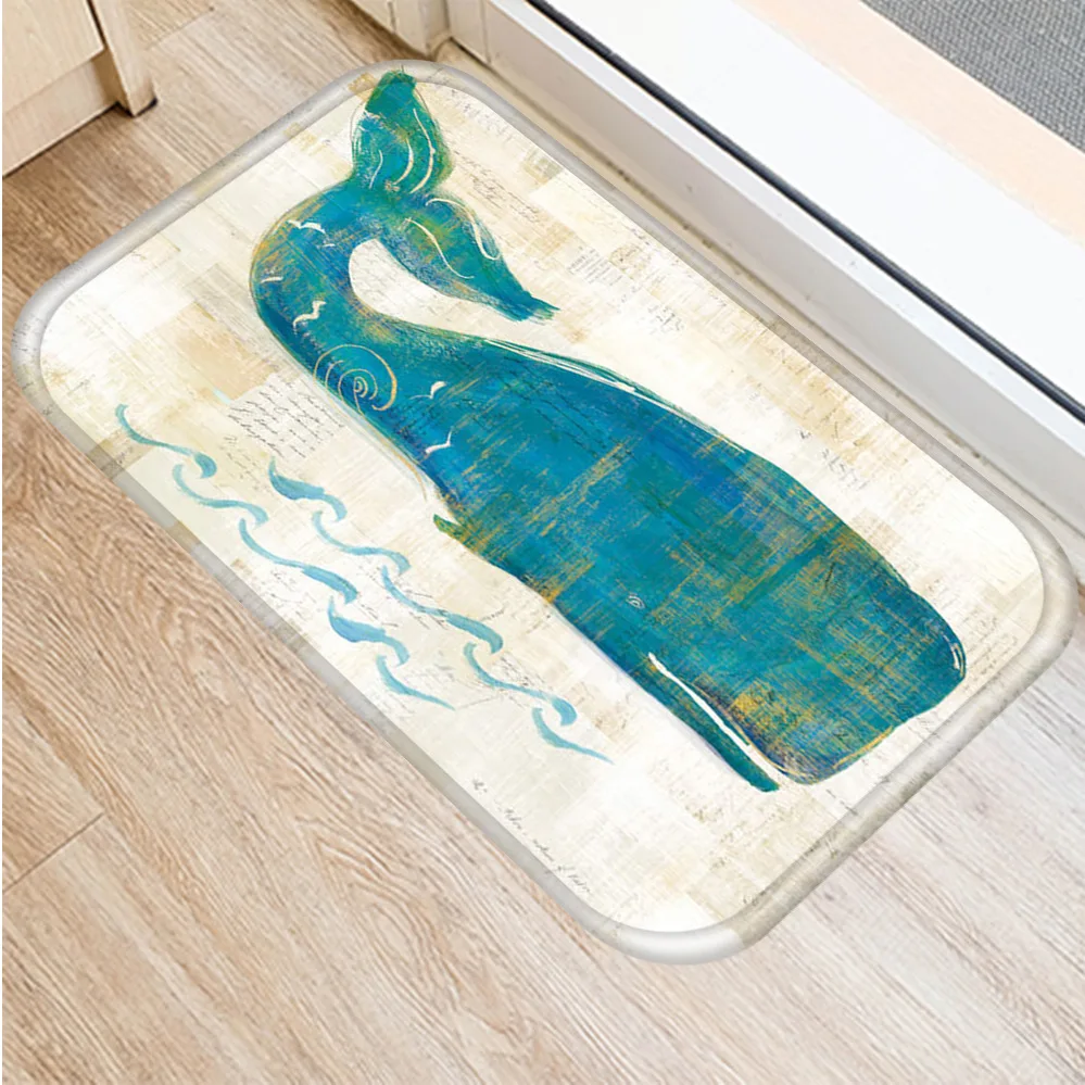 

40x60cm Cute Diy Print Floor Mat Bathroom Ground Mat Slip Door Bath Pad Rug Living Room Carpet Ocean Starfish