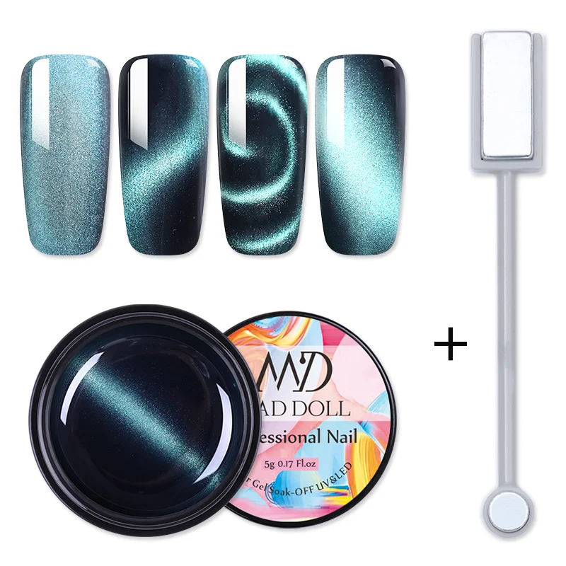 MD DOLL 5D Гель лак для ногтей кошачий глаз с магнитным эффектом блестящий