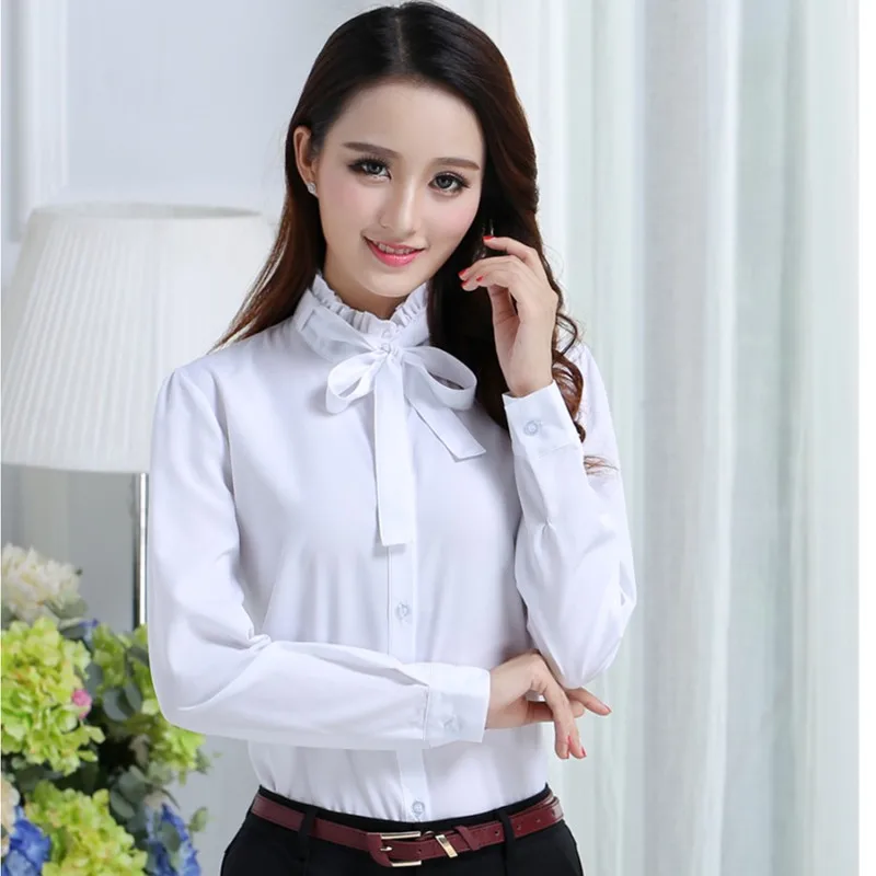Белые рубашки для девочек Шифоновые блузки Новинка 2020 года Сезон весна осень