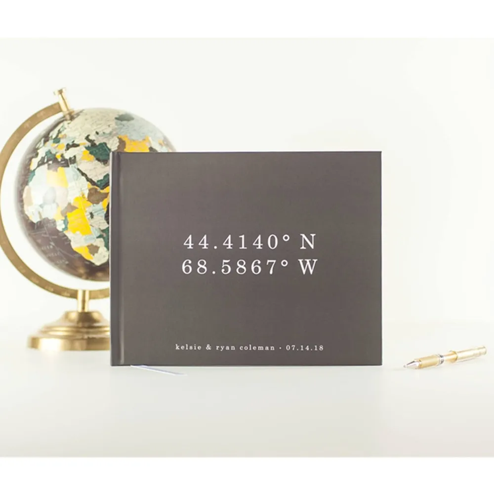 Персонализированная Свадебная книга с координатами гостевая горизонтальные