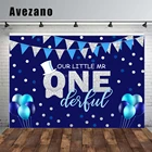 Avezano Mr Onederful Backdrop новорожденный мальчик первый день рождения Декор воздушные шары горошек голубой фон для фотосъемки фотосъемка