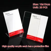10x15cm 20pcs Acrylic Transparent Display Stand Desk Sign Label Frame Price Tag Display Business Card Holders acrylic holder