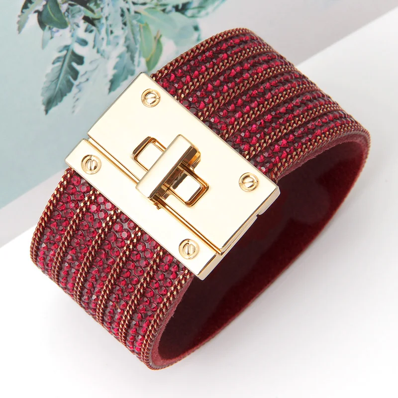 Женский кожаный браслет многослойные браслеты в стиле бохо широкий с